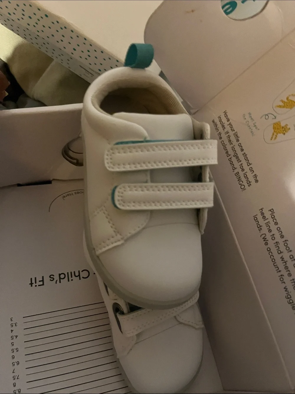 White & Teal Kids Velcro Sneakers